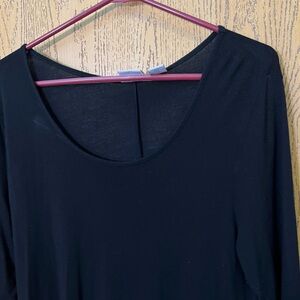 Black Long Sleeve Scoop Neck Blouse